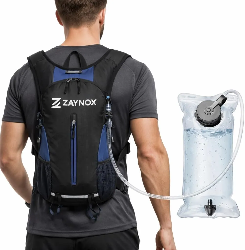 Hydration Backpack with 2L Water Bladder – Lightweight Running Hydration Pack for Hiking, Cycling, Marathon & Outdoor Sports – Adjustable Fit for Men & Women (Blue)