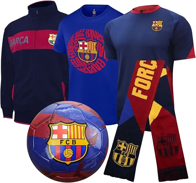 Icon Sports Officially Licensed Pro League Ultimate Fan Pack – 5-Piece Soccer Merch - Shirt, Jersey, Jacket, Scarf, Ball