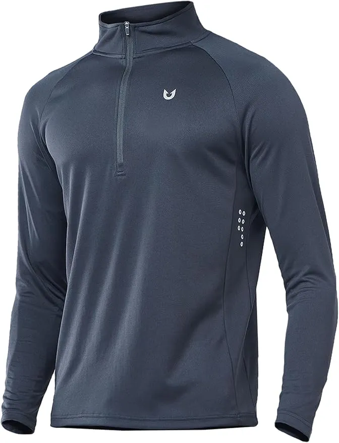 NORTHYARD Quarter Zip Pullover Men Running Shirt Long Sleeve Moisture Wicking Quick Dry Athletic Workout Shirts