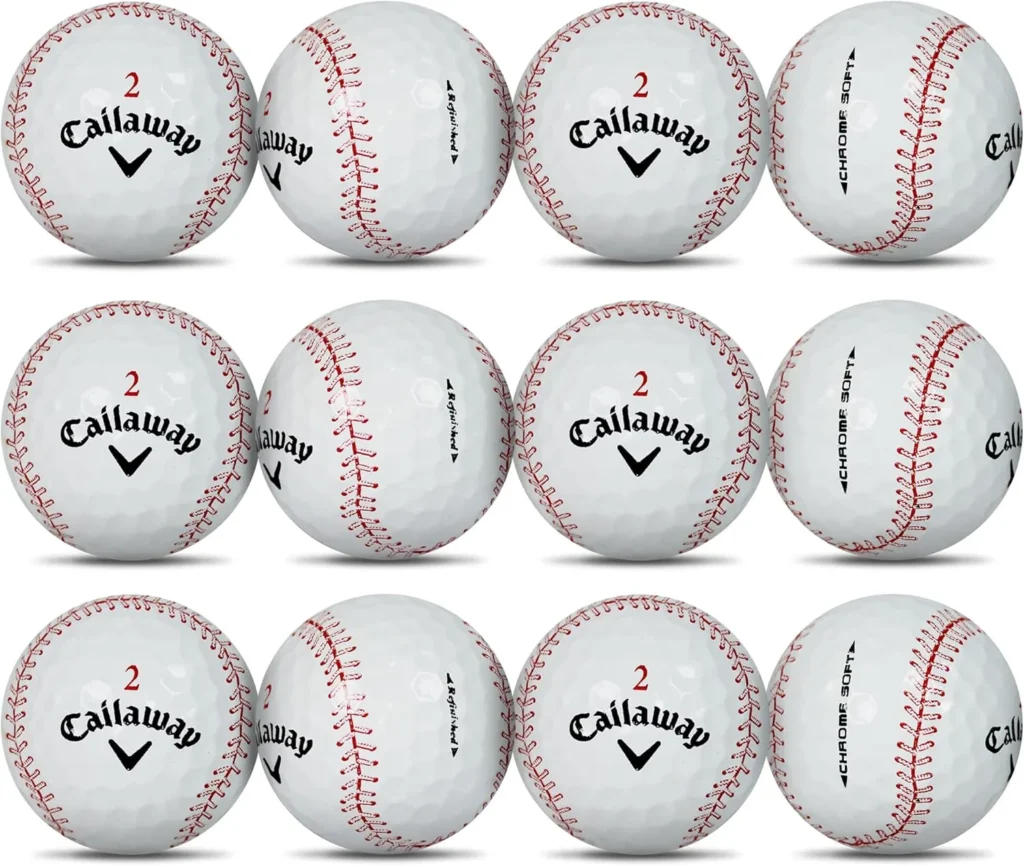 GBM Callaway Chrome Soft Certified Refinished Baseball Golf Balls - 12 Pack - Designed with Stitching Pattern - Par-FECT for Any Golf Outing!