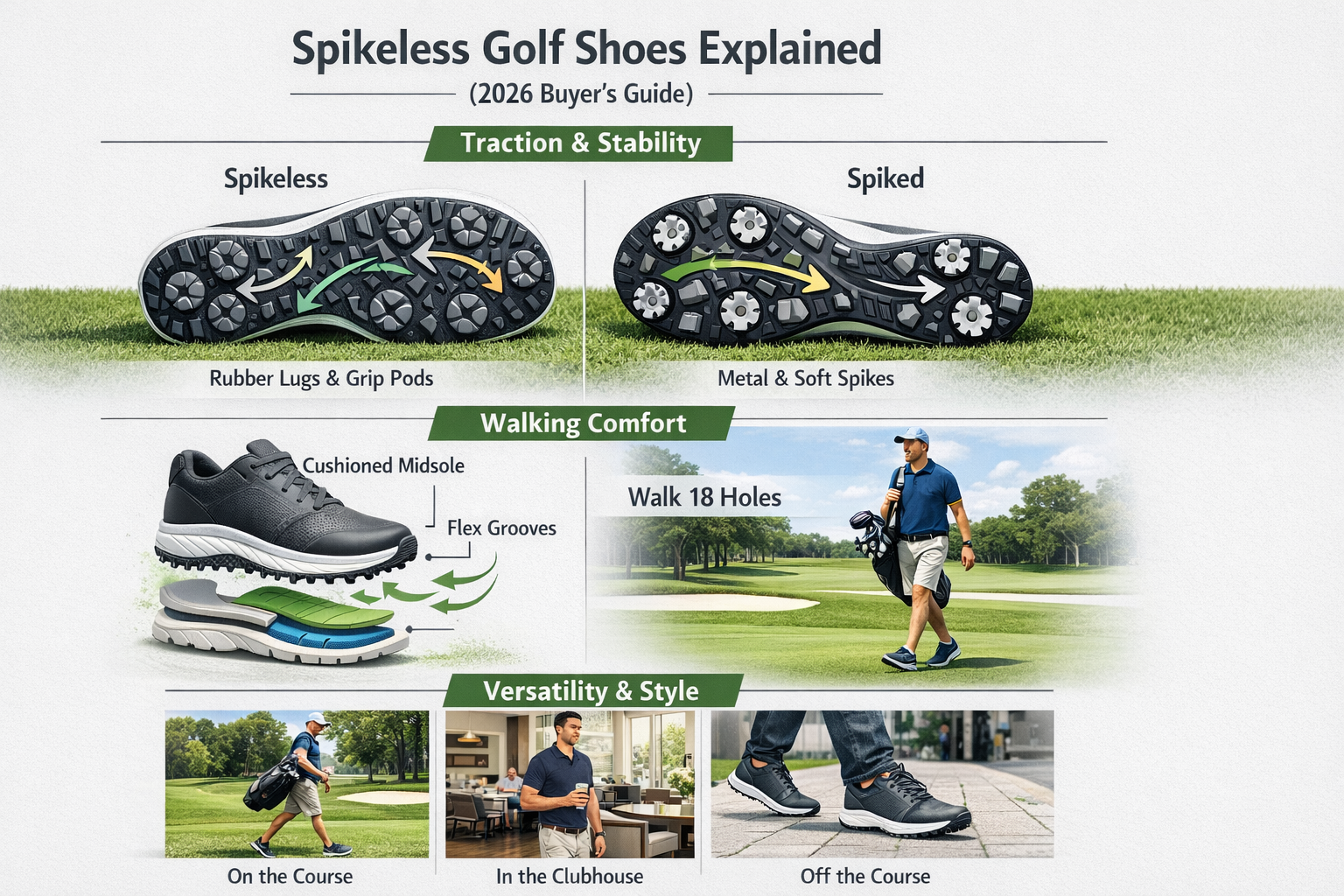 Spikeless golf shoes
